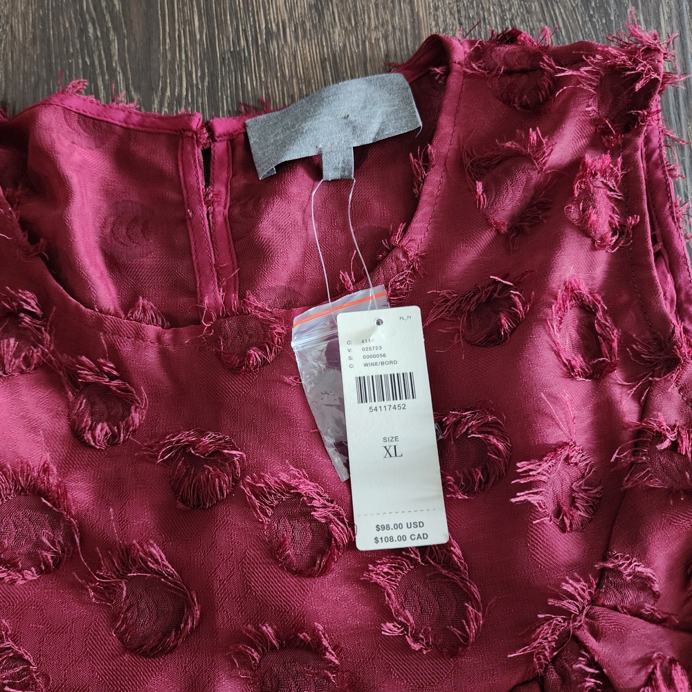 NWT AnthropologieXL  Sachin & Babi Rosette Textured Sleeveless Burgundy Top - Picture 2 of 9